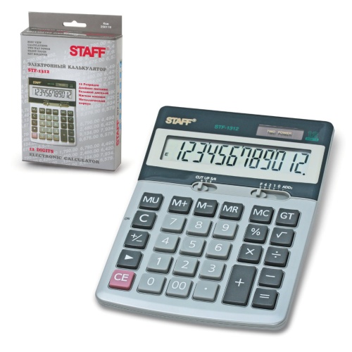 Калькулятор настольный металлический Staff STF-1312 12 разрядов 250119 фото 6
